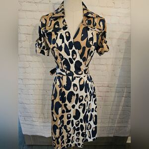 Diane Von Furstenberg DVF Vintage Samara Animal Print Wrap Dress | Size 2 | EUC